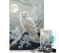 Búho Nival posado bajo la luz de la Luna Rompecabezas de 1000 Piezas para Adolescentes Fortalece la Memoria Divertido y Relajante Bordes Lisos Lista de Deseos de Papá Noel (38x26cm)