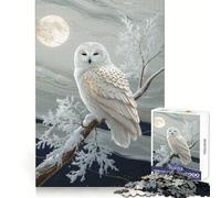 Búho Nival posado bajo la luz de la Luna Rompecabezas de 1000 Piezas para Adolescentes Fortalece la Memoria Divertido y Relajante Bordes Lisos Lista de Deseos de Papá Noel (38x26cm)