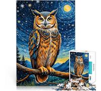 Búho Noche Estrellada Rompecabezas para Adultos de 1000 Piezas Juego Familiar para aliviar el estrés: desafío difícil Ideas de Regalos 38x26cm