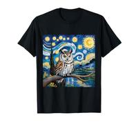 Búho Noche Estrellada Van Gogh Caprichosa Noche Pájaro Camiseta