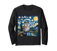 Búho Noche Estrellada Van Gogh Caprichosa Noche Pájaro Manga Larga