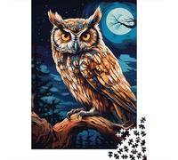 Búho Nocturno Conjunto Estilo Bosque Noche Rompecabezas Cartón Premium 1000 Piezas, Desafío Educativo Adultos/Adolescentes, Regalo Familia/Parejas 38x26cm/1000pcs
