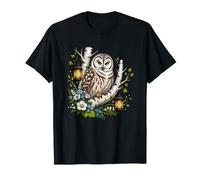Búho Nocturno Encantado En Árbol De Abedul con Linternas Camiseta