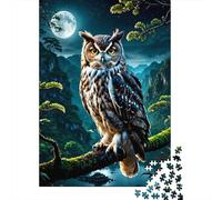Búho Nocturno posado Arte de Fauna Forestal Rompecabezas Sostenibles Estampados para Adultos De Madera De 70x50cm/1000pcs