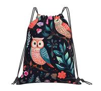 Búho Pájaro Flor Lindo Hombre Mujer Mochila De Cuerdas Con Cordón Bolsa De Deporte Plegable Mochila Con Cordón Para Baloncesto Voleibol Viaje