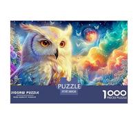 Búho Pálido, Luna Roja, Paisaje Estelar Vibrante Puzzle De 1000 Piezas búho Desafío De Ingenio para Todas Las Edades 38x26cm/1000pcs