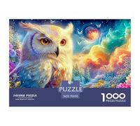 Búho Pálido, Luna Roja, Paisaje Estelar Vibrante Puzzle De 1000 Piezas búho Ideal para Hombres, Mujeres, Ancianos Y Mayores 70x50cm/1000pcs