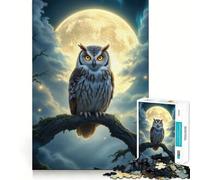 Búho posado bajo la luz de la Luna, Rompecabezas de 1000 Piezas para Adultos, Juguete para ejercitar la Mente, Juego de Interior, Pieza de Arte de Corte preciso (50x75cm)