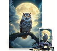 Búho posado bajo la luz de la Luna, Rompecabezas de 1000 Piezas para Adultos, Juguete para ejercitar la Mente, Juego de Interior, Pieza de Arte de Corte preciso (50x75cm)