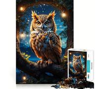 Búho posado en la Luna, Rompecabezas de 1000 Piezas para Adultos, Juguete para ejercitar la Mente, Juego de Interior, Pieza de Arte de Corte preciso (50x75cm)