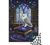 búho Puzzle Imposible,desafío for Adults Biblioteca de sueños Entretenimiento Creativo 1000 Piezas Obra De Arte De Juego De para Adultos Y Niños 1000pcs (75x50cm)