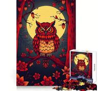 Búho Rojo a la luz de la Luna, Rompecabezas de 1000 Piezas para Adolescentes, Juguete de lógica Fuerte, Tiempo en Familia, Borde Transparente, cálida Sorpresa (38x52cm)