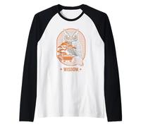 Búho Sabiduría Árbol Bonsái Arte japonés Amante de Jap Camiseta Manga Raglan