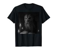 Búho Sabio Leyendo Libro Antiguo a la luz de Las Velas en la Biblioteca Camiseta
