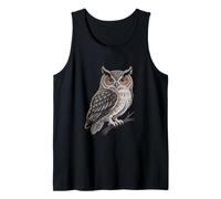 Búho Sabio posado ilustración símbolo de sabiduría y Naturaleza Camiseta sin Mangas