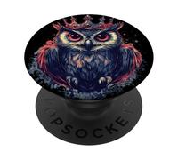 Búho sabio y real con dije de coronación PopSockets PopGrip Adhesivo