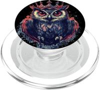 Búho sabio y real con dije de coronación PopSockets PopGrip para MagSafe