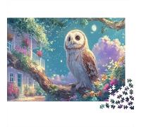 Búho Sentado en Rama iluminada por la Luna Puzzle 1000 Piezas - Desafiante, Vida Silvestre Rompecabezas, Adultos, Regalo, Juego Familiar, Decoración del Hogar 70x50cm/1000pcs