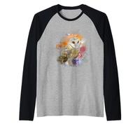 Búho Silhuette Nightbird Acuarela Estilo Camiseta Manga Raglan