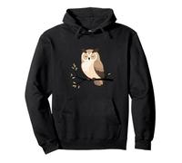 Búho sobre Rama - Ilustración Animal Sencilla Sudadera con Capucha