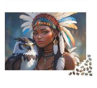 Búho Tribal Arte Puzzle 1000 Piezas para Adultos Papel Desafío Mental Cultura Nativa Puzzle Animal Decoración Hogar 38x26cm/1000pcs