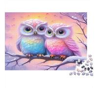 Búhos Arco Iris en una Rama Puzzle Animales Rompecabezas - 1000 Piezas Desafiante, Adultos, Regalo, Juego Familiar, Decoración del Hogar 38x26cm/1000pcs