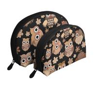 Búhos, Bolsa de Maquillaje de Concha, Monedero pequeño para Mujer, Bolsa de artículos de tocador, Bolsa de cosméticos, 2 Piezas