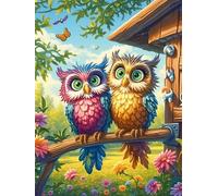 Búhos en casita de árbol mágica Puzzle 300 Piezas Juguete Educativo Intelectual Animal Salvaje Mascota Rompecabezas Impossible para Adultos Aliviar Estrés Decoración Hogar DIY Creativo 300 PCS