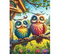 Búhos en casita de árbol mágica Puzzle 500 Piezas 3D Creativo Detallado Animal Salvaje Mascota Rompecabezas para Hombres Y Mujeres Decoración Hogar Moderno Construir Maquetas 500 PCS