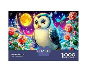 Búhos en la Nieve Rompecabezas 1000 Piezas para Adultos, 1000 Piezas Rosas de la Luna Roja Grandes Regalos Desafío Amantes del Rompecabezas del Juguete 70x50cm/1000pcs