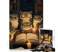 Búhos Leyendo a la luz de Las Velas Rompecabezas de 1000 Piezas para Adolescentes Rompecabezas con Efecto de Memoria Iluminación Relajante Imagen para armar (38x52cm)