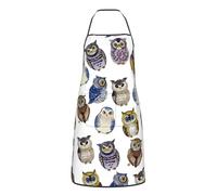 Búhos Lindos En Acuarela Delantal Barbacoa Impermeable Delantal Cocina Unisex Mandiles para Cocinero Restaurante Jardinería 52X72cm