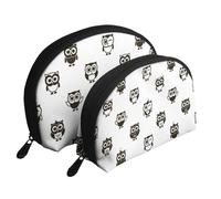 Búhos Negros, Bolsa de Maquillaje de Concha, Monedero pequeño para Mujer, Bolsa de artículos de tocador, Bolsa de cosméticos, 2 Piezas