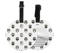 Búhos negros,Etiquetas de equipaje de cuero sintético con nombre, etiquetas de viaje duraderas, 2 unidades