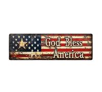 Buhygn Cartel Metálico Bandera Americana | Bandera estadounidense vintage de hojalata 40,1x9,9 cm | Placa Rústica Para Porche Del 4 De Julio - Para El Día De La Independencia, Patio, Porche, Patio