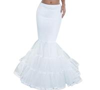 BUIDI Enagua de Cola de Pez en Capas para Mujer de Tul sin Aros Blanco