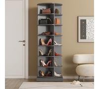 buiesjole 360 Grey Rotating Shoe Cabinet 7 Layers Holds Up to 28 Paris of Shoes
