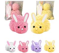 Build a Bunny Easter Craft Kit,Handmade DIY Make Your Own Stuffed Rabbits,Cute Easter Rabbit Arts Crafts Set,DIY Rabbit Creative Ornaments with Felt Ears,Cute Yarn Animals Crafts (Pink+Yellow)