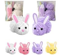 Build a Bunny Easter Craft Kit,Handmade DIY Make Your Own Stuffed Rabbits,Cute Easter Rabbit Arts Crafts Set,DIY Rabbit Creative Ornaments with Felt Ears,Cute Yarn Animals Crafts (White+Purple)