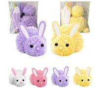 Build a Bunny Easter Craft Kit,Handmade DIY Make Your Own Stuffed Rabbits,Cute Easter Rabbit Arts Crafts Set,DIY Rabbit Creative Ornaments with Felt Ears,Cute Yarn Animals Crafts (Purple+Yellow)
