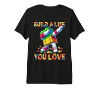Build A Life You Love Funny Bricks Master Builder Dabbing Camiseta Premium