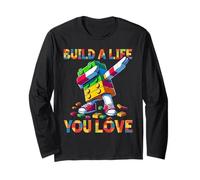 Build A Life You Love Funny Bricks Master Builder Dabbing Manga Larga