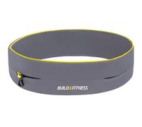 Build & Fitness Cinturón Hombre/Mujer para Correr, Riñonera Running Reversible, Clip Llavero, Riñonera Deportiva Apta para iPhone, Samsung (Gris/Amarillo, L / 34”-39” (87-98cm))