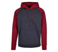 Build Your Brand Basic Raglan Hoody Sudadera con Capucha, Azul Marino/Burdeos, L para Hombre