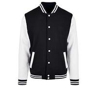 Build Your Brand Bb004-basic College Jacket Chaqueta, Blanco/Negro, M Hombres
