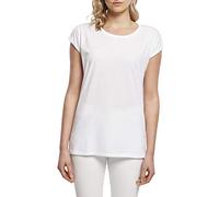 Build Your Brand BY021-Ladies Extended Shoulder tee Camiseta Mujer, Blanco, S
