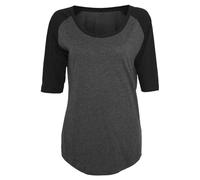 Build Your Brand By022-ladies 3/4 Contrast Raglan tee Camiseta, carbón y Negro, XXL para Mujer