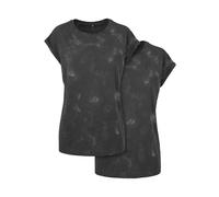 Build your Brand By055a-Ladies Batik Dye Extended Shoulder tee 2-Pack Camiseta, Gris Darkgrey, S Mujeres