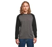 Build Your Brand Camiseta para Hombre Contrast Raglan de Manga Larga Charcoal/Black S, carbón y Negro, S