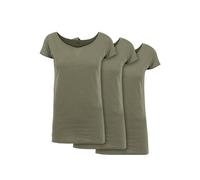 Build Your Brand Camiseta para Mujer de 3 Unidades, Corte Regular, Tallas XS a XL, Verde Oliva, S